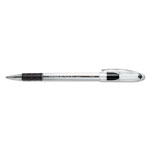 Pentel R.S.V.P. Stick Ballpoint Pen, Fine 0.7mm, Black Ink, Clear/Black Barrel, Dozen view 1