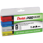 Pentel Liquid Chalk Markers, Chisel Tip, Wet-Erase, 4/Pk, Ast orginal image