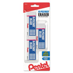 Pentel Hi-Polymer Eraser, Rectangular, Medium, White, Latex-Free Hi-Polymer, 3/Pack orginal image