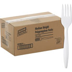 Dixie PFM21 Bulk Packed Medium Weight Polypropylene Plastic Forks, 6" view 1