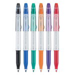 Pilot FriXion Colors Erasable Stick Marker Pen, 2.5mm, Assorted Ink, White Barrel, 6/Pack view 1