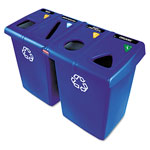Rubbermaid Glutton Recycling Station, Four-Stream, 92 gal, Blue orginal image