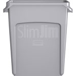 Rubbermaid Slim Jim Vented Container, 16 gal Capacity, Durable, Vented, Sturdy, Weather Resistant, Handle, Lightweight, Plastic, Gray, 4/Carton view 1