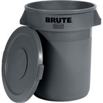 Rubbermaid Brute 32G Container Flat Lid, Flat, Plastic, 6/Carton, Gray view 1