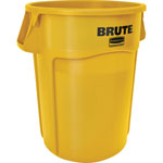 Rubbermaid Brute 44-gallon Vented Container, Yellow, 4/Carton view 1