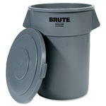Rubbermaid Brute 55-gallon Container Lid, Flat, Plastic, 3/Carton, Gray view 2