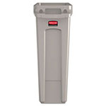 Rubbermaid Slim Jim Receptacle with Venting Channels, Rectangular, Plastic, 23 gal, Beige view 1