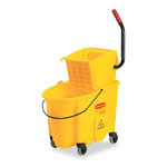 Rubbermaid Wavebrake 26 Quart Side Press Mop Bucket & Wringer Combo, Yellow orginal image