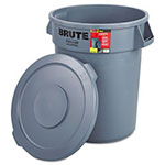 Rubbermaid Brute Container with Lid, Round, Plastic, 32 gal, Gray view 1