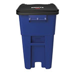 Rubbermaid Brute Rollout Container, Square, Plastic, 50 gal, Blue view 1