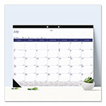 Blueline Academic Monthly Desk Pad Calendar, 22 x 17, White/Blue/Gray Sheets, Black Binding/Corners, 13-Month (July-July): 2023-2024 view 1