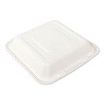 Amercare Bagasse PFAS-Free Food Containers, 3-Compartment, 9 x 9 x 3.19, White, Bamboo/Sugarcane, 200/Carton view 2