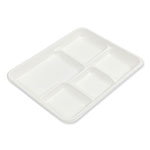 Amercare Bagasse PFAS-Free Food Tray, 5-Compartment, 8.26 x 10.23 x 0.94, White, Bamboo/Sugarcane, 500/Carton view 3