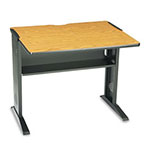 Safco Computer Desk with Reversible Top, 35.5w x 28d x 30h, Mahogany/Medium Oak/Black view 1