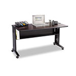 Safco Mobile Computer Desk with Reversible Top, 53.5w x 28d x 30h, Mahogany/Medium Oak/Black view 1