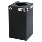 Safco Public Square Plastic-Recycling Container, Square, Steel, 25 gal, Black orginal image