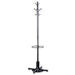 Safco Metal Costumer w/Umbrella Holder, Four Ball-Tipped Double-Hooks, 21w x 21d x 70h, Black view 1