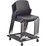 Safco Next Stack Chair, Black Polypropylene Seat, Black Polypropylene Back, Tubular Steel Frame, Four-legged Base, 4/Carton view 1