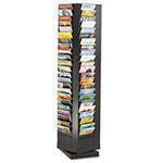 Safco Steel Rotary Magazine Rack, 92 Compartments, 14w x 14d x 68h, Black view 1