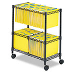 Safco Two-Tier Rolling File Cart, 25.75w x 14d x 29.75h, Black view 2