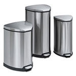Safco Step-On Waste Receptacle, Triangular, Stainless Steel, 4 gal, Chrome/Black view 1