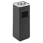 Safco Ash 'N Trash Sandless Urn, Square, Stainless Steel, 3 gal, Black/Chrome view 1