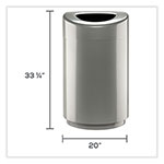 Safco Open Top Round Waste Receptacle, 30 gal, Steel, Silver view 2