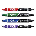 Expo® 2-in-1 Dry Erase Markers, Broad/Fine Chisel Tip, Assorted Colors, 4/Pack view 2