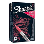 Sharpie® Metallic Fine Point Permanent Markers, Bullet Tip, Red, Dozen view 1