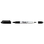 Sharpie® Twin-Tip Permanent Marker, Fine/Extra-Fine Bullet Tip, Black, Dozen view 3
