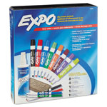 Expo® Low-Odor Dry Erase Marker, Eraser & Cleaner Kit, Assorted Tips, Assorted Colors, 12/Set orginal image