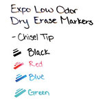 Expo® Low-Odor Dry-Erase Marker, Broad Chisel Tip, Assorted Colors, 4/Set view 3