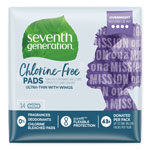 Seventh Generation Chlorine-Free Ultra Thin Pads with Wings, Overnight, 14 per Pack, 6 Packs per Carton orginal image