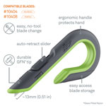 slice® Box Cutters, Double Sided, Replaceable, Stainless Steel, Gray, Green view 1