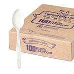 Solo Guildware Heavyweight Plastic Teaspoons, White, 100/Box, 10 Boxes/Carton view 1