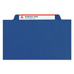 Smead Four-Section Pressboard Top Tab Classification Folders with SafeSHIELD Fasteners, 1 Divider, Letter Size, Dark Blue, 10/Box view 3