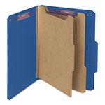 Smead Six-Section Pressboard Top Tab Classification Folders with SafeSHIELD Fasteners, 2 Dividers, Letter Size, Dark Blue, 10/Box view 2