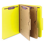 Smead 6-Section Pressboard Top Tab Pocket-Style Classification Folders with SafeSHIELD Fasteners, 2 Dividers, Letter, Yellow, 10/BX view 4