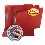 Smead Colored Pressboard Folders with Two SafeSHIELD Coated Fasteners, 1/3-Cut Tabs, Letter Size, Bright Red, 25/Box orginal image