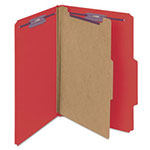 Smead Four-Section Pressboard Top Tab Classification Folders with SafeSHIELD Fasteners, 1 Divider, Legal Size, Bright Red, 10/Box view 5
