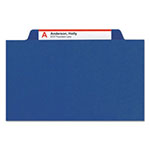 Smead Four-Section Pressboard Top Tab Classification Folders with SafeSHIELD Fasteners, 1 Divider, Legal Size, Dark Blue, 10/Box view 2
