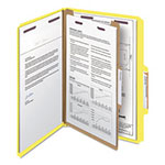 Smead Four-Section Pressboard Top Tab Classification Folders with SafeSHIELD Fasteners, 1 Divider, Legal Size, Yellow, 10/Box view 4