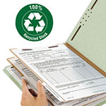 Smead 100% Recycled Pressboard Classification Folders, 2 Dividers, Legal Size, Gray-Green, 10/Box view 2
