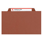 Smead 100% Recycled Pressboard Classification Folders, 2 Dividers, Legal Size, Red, 10/Box view 1