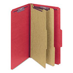 Smead Six-Section Pressboard Top Tab Classification Folders with SafeSHIELD Fasteners, 2 Dividers, Legal Size, Bright Red, 10/Box view 2