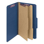 Smead Six-Section Pressboard Top Tab Classification Folders with SafeSHIELD Fasteners, 2 Dividers, Legal Size, Dark Blue, 10/Box view 3
