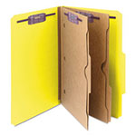 Smead 6-Section Pressboard Top Tab Pocket-Style Classification Folders with SafeSHIELD Fasteners, 2 Dividers, Legal, Yellow, 10/BX view 3