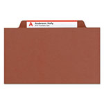 Smead 100% Recycled Pressboard Classification Folders, 3 Dividers, Legal Size, Red, 10/Box view 1