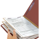 Smead Pressboard Classification Folders with SafeSHIELD Coated Fasteners, 1/3-Cut, 2 Dividers, Legal Size, Red, 10/Box view 5