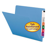 Smead Reinforced End Tab Colored Folders, Straight Tab, Letter Size, Blue, 100/Box orginal image